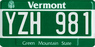 VT license plate YZH981