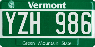 VT license plate YZH986