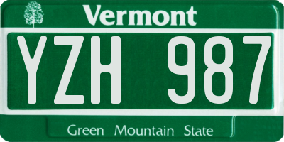 VT license plate YZH987