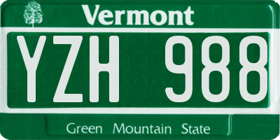 VT license plate YZH988