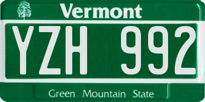 VT license plate YZH992