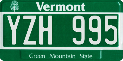 VT license plate YZH995
