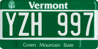 VT license plate YZH997