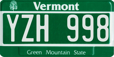 VT license plate YZH998