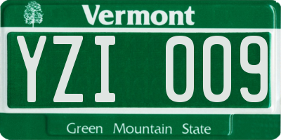 VT license plate YZI009