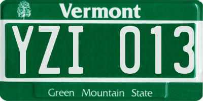 VT license plate YZI013