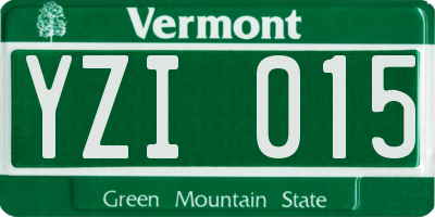VT license plate YZI015