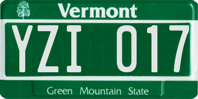 VT license plate YZI017