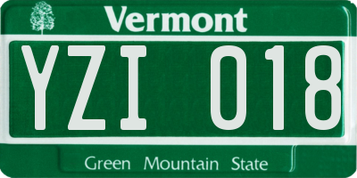 VT license plate YZI018