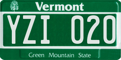 VT license plate YZI020