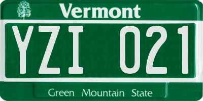 VT license plate YZI021