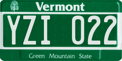 VT license plate YZI022