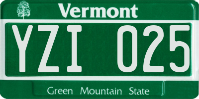 VT license plate YZI025