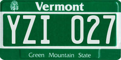 VT license plate YZI027