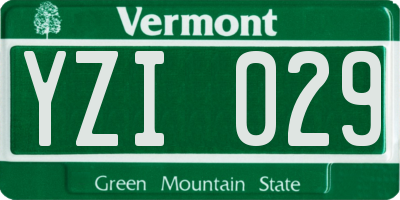 VT license plate YZI029
