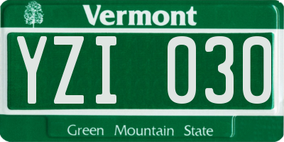 VT license plate YZI030