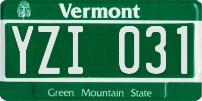 VT license plate YZI031