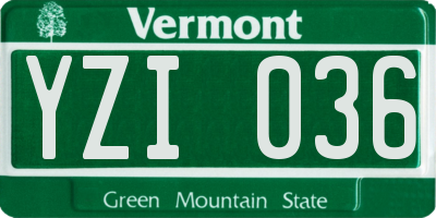 VT license plate YZI036