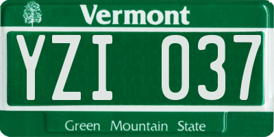 VT license plate YZI037