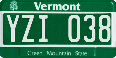 VT license plate YZI038