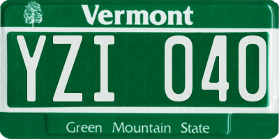 VT license plate YZI040