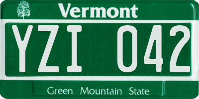 VT license plate YZI042