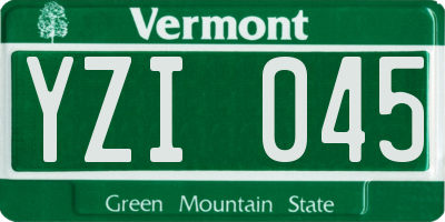 VT license plate YZI045