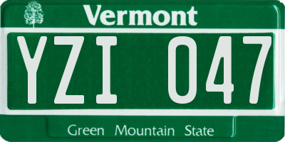VT license plate YZI047