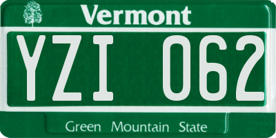 VT license plate YZI062