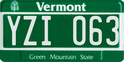VT license plate YZI063