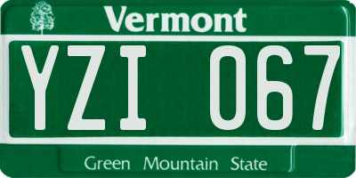 VT license plate YZI067