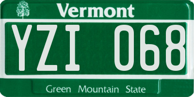 VT license plate YZI068