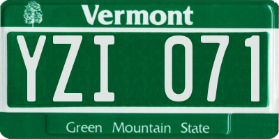 VT license plate YZI071