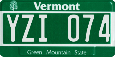 VT license plate YZI074