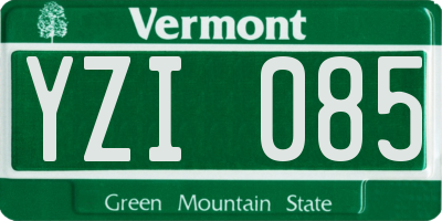 VT license plate YZI085