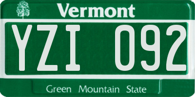 VT license plate YZI092