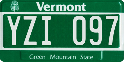 VT license plate YZI097