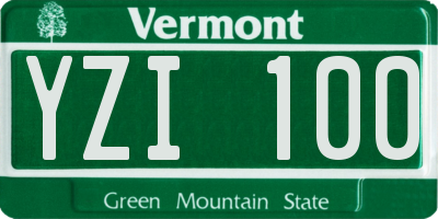 VT license plate YZI100