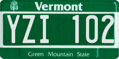 VT license plate YZI102