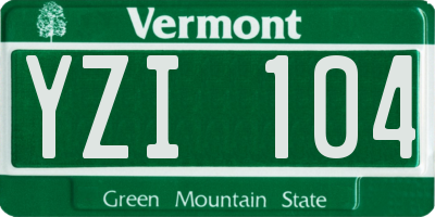 VT license plate YZI104