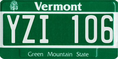 VT license plate YZI106