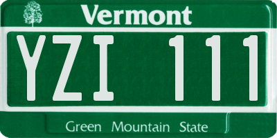 VT license plate YZI111