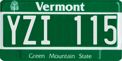 VT license plate YZI115