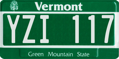 VT license plate YZI117