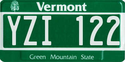 VT license plate YZI122