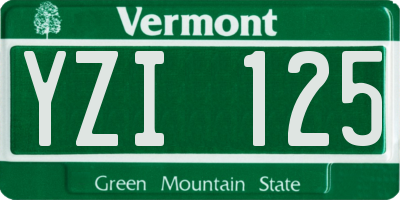 VT license plate YZI125