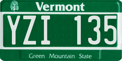 VT license plate YZI135