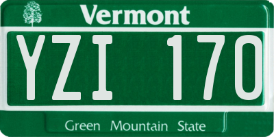 VT license plate YZI170