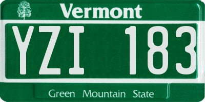 VT license plate YZI183