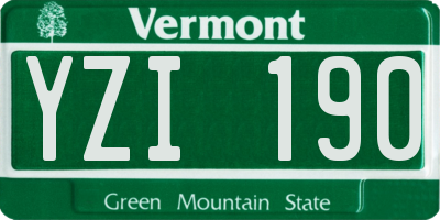 VT license plate YZI190